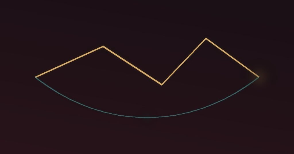 Abstract illustration of a fast jagged bright path and a slower cool looping path both reaching the same endpoint, representing the brain's fast amygdala track outrunning the slower prefrontal cortex track