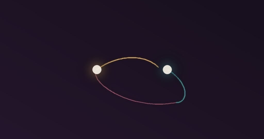 Abstract illustration of two nodes connected by a closed loop of pursuing and withdrawing paths, representing the anxious-avoidant pursue-withdraw conflict cycle