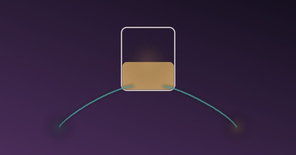 Abstract illustration of a single glowing tank draining into two pipes, representing willpower and decision-making drawing from the same limited mental resource