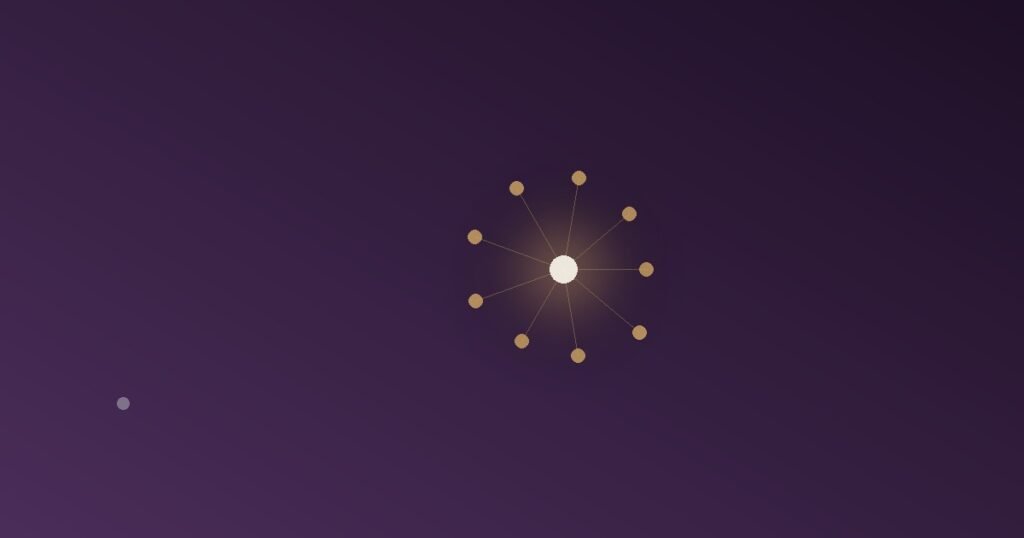 Abstract illustration of multiple small nodes connected to and converging around one bright central point, with one dim isolated node set apart, representing group consensus and suppressed dissent