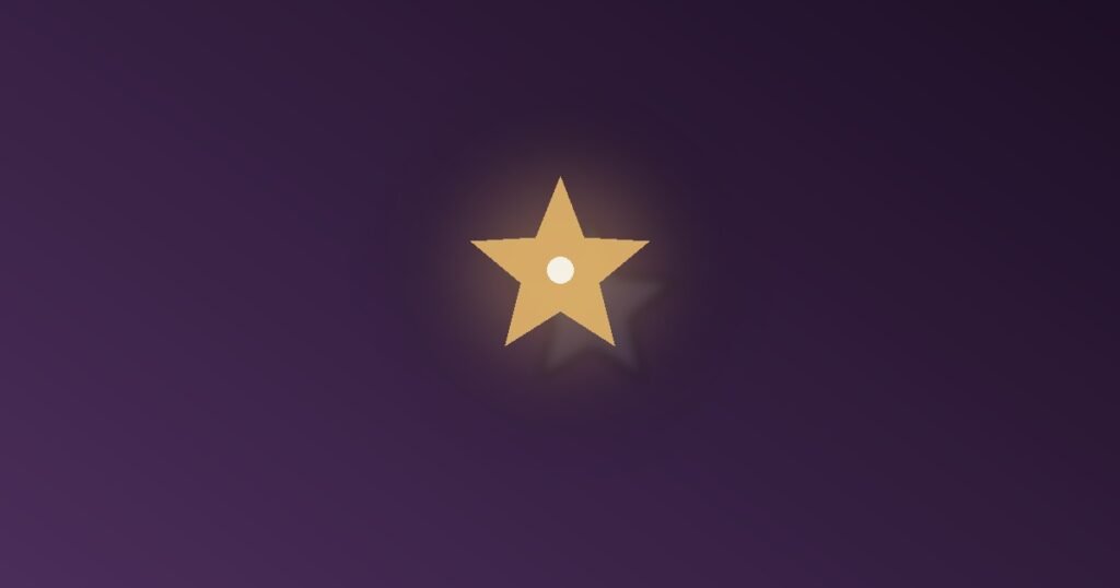 Abstract illustration of a bright gold five-pointed achievement star with a faint dim shadow star behind it, representing imposter syndrome despite real success