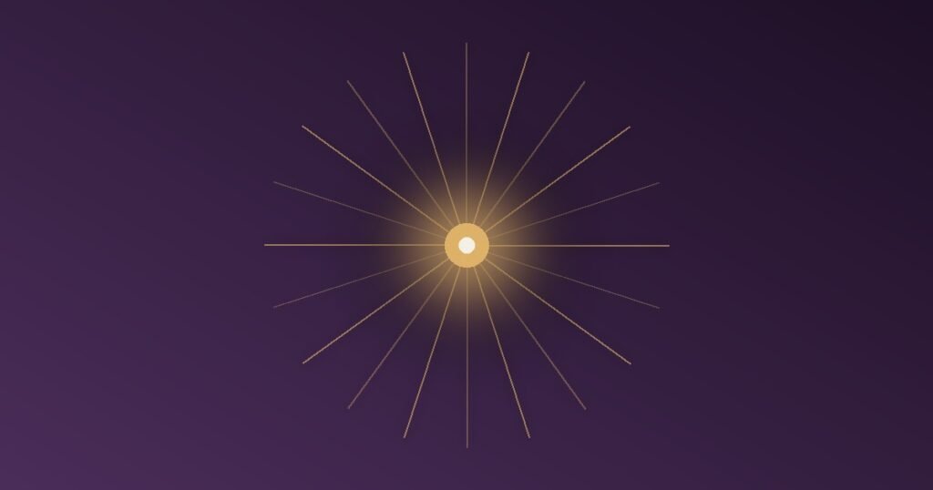 Abstract illustration of a radiating gold burst of light instantly emanating from a central point, representing the near-instant snap judgment the brain makes within milliseconds of seeing a new face