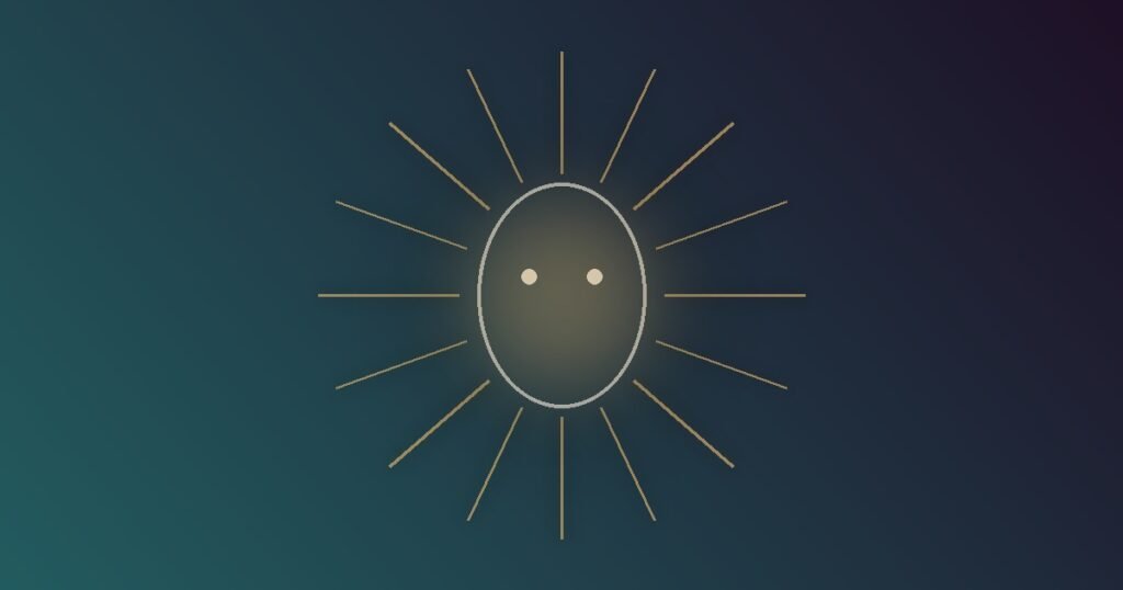 Abstract illustration of a face-like glowing shape with an instantaneous burst of light radiating outward, representing the near-instant snap judgment the brain forms within milliseconds of seeing a face