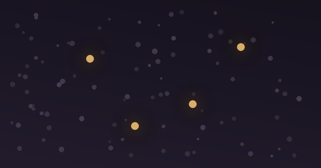 Abstract illustration of many faded grey dots representing ordinary forgotten moments and a few vivid glowing gold dots representing threat-tagged memories that stay sharp