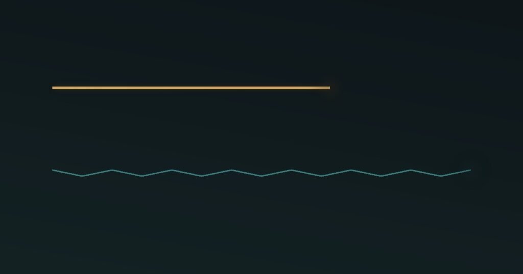 Abstract illustration comparing a smooth uninterrupted line reaching the finish first against a jagged, interrupted stepped line taking longer, representing the switching cost of multitasking
