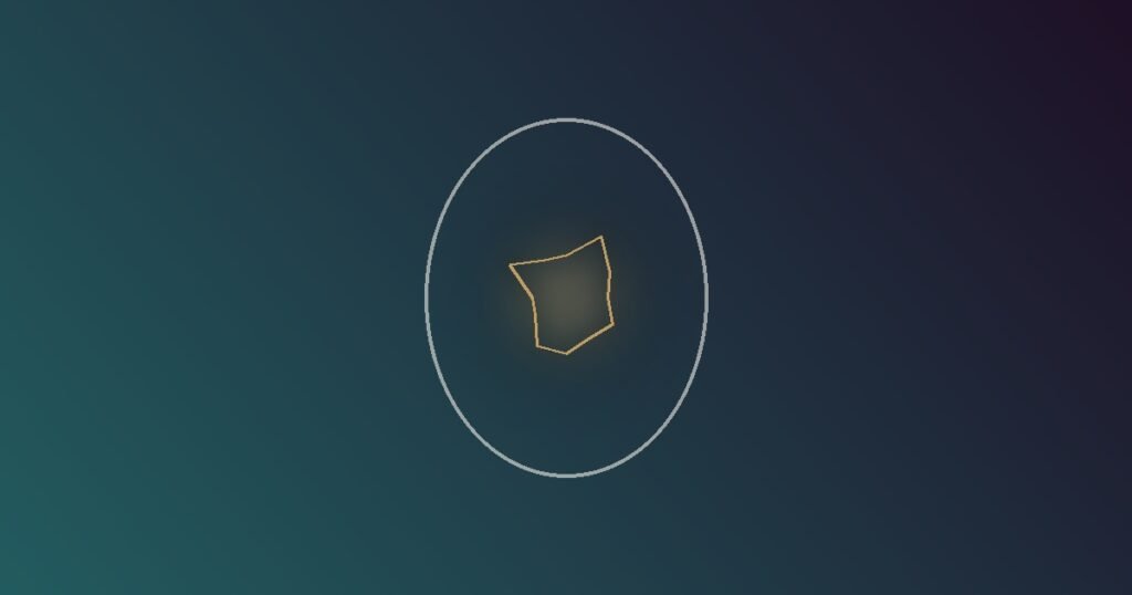 Abstract illustration of a smooth, polished outer shell with a smaller, tense, jagged shape glowing underneath it, representing the anxiety hidden beneath a polished perfectionist exterior