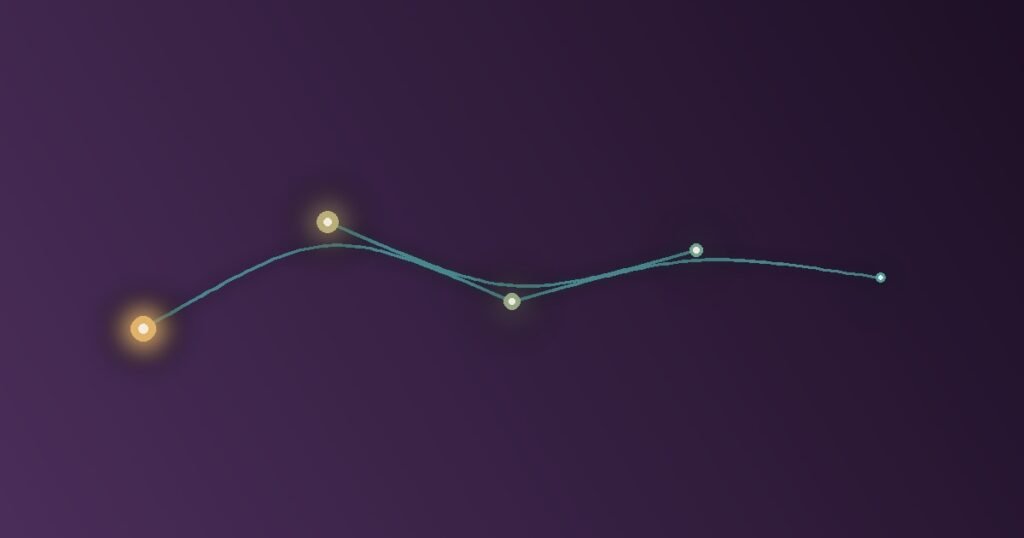 Abstract illustration of a smooth flowing wave with glowing memory nodes being gradually softened and smoothed, representing REM sleep processing and reducing the emotional intensity of memories