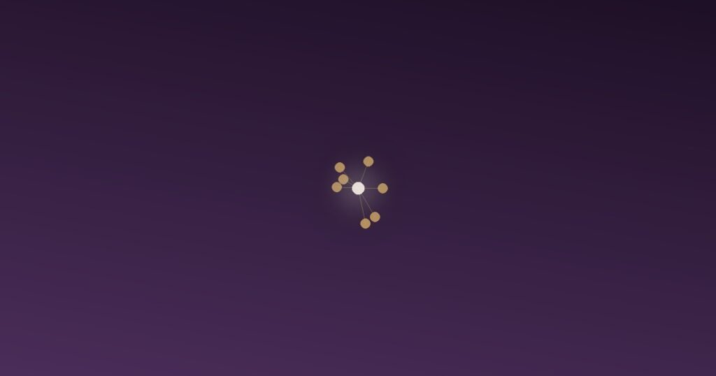 Abstract illustration of multiple small signal nodes clustering together around a single moment in time, representing how trained observers read body language through converging clusters of cues rather than a single isolated gesture