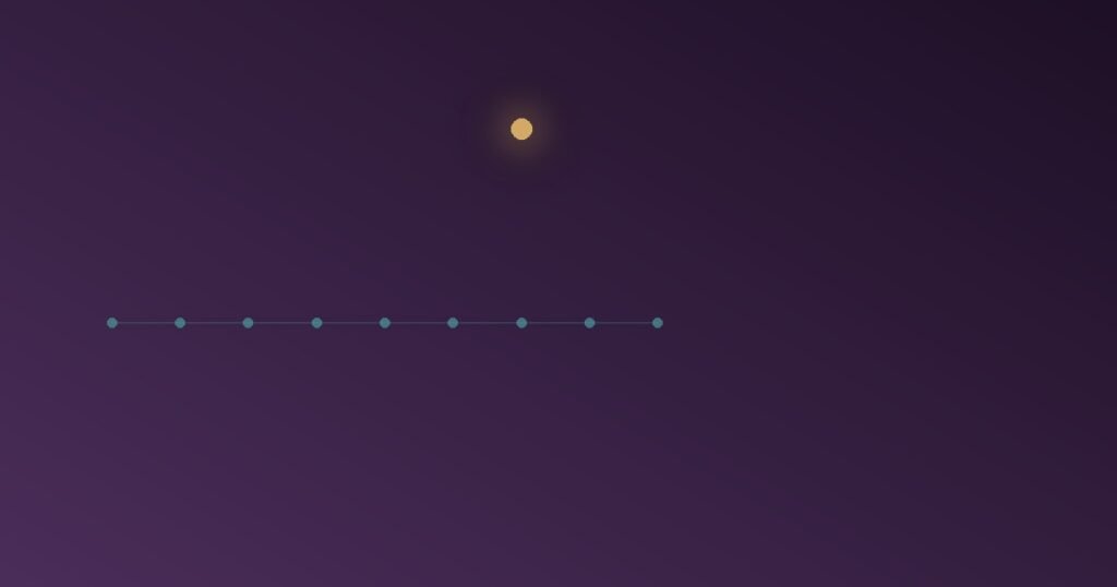 Abstract illustration of a steady row of small even nodes with one node deviating sharply upward, representing how meaningful body language signal comes from deviation from a baseline rather than a single isolated gesture