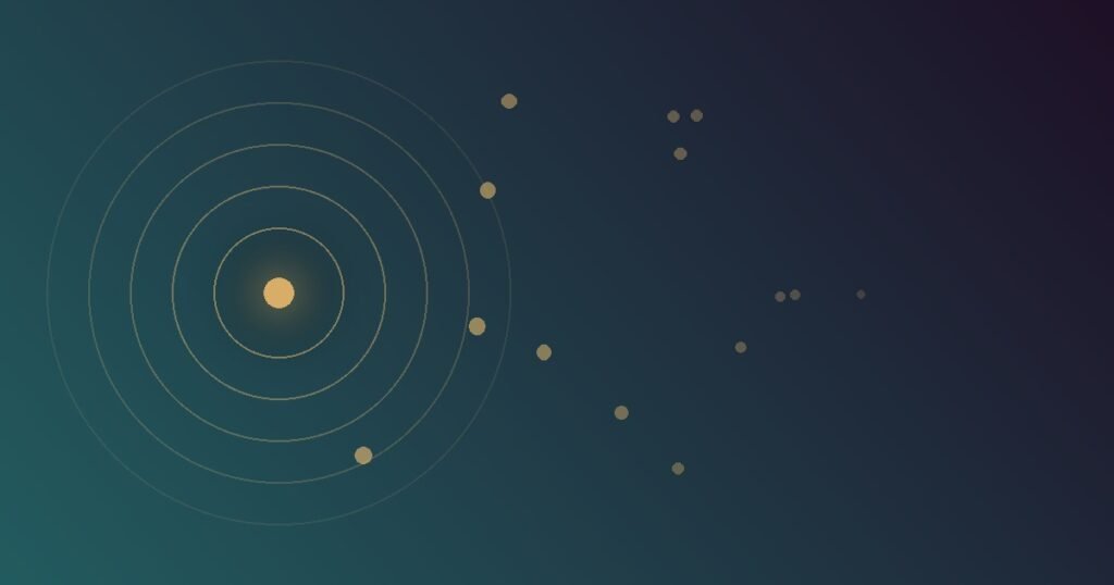 Abstract illustration of a bright central node sending outward rippling waves that gradually activate a field of surrounding nodes, representing how one person's emotional state spreads automatically to others nearby