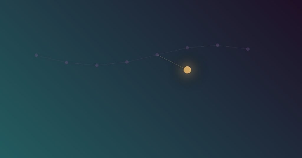 Abstract illustration of a faint recurring pattern in the background with a new node matching its shape in the foreground, representing how a person's early relationship template shapes which new partners feel instinctively familiar